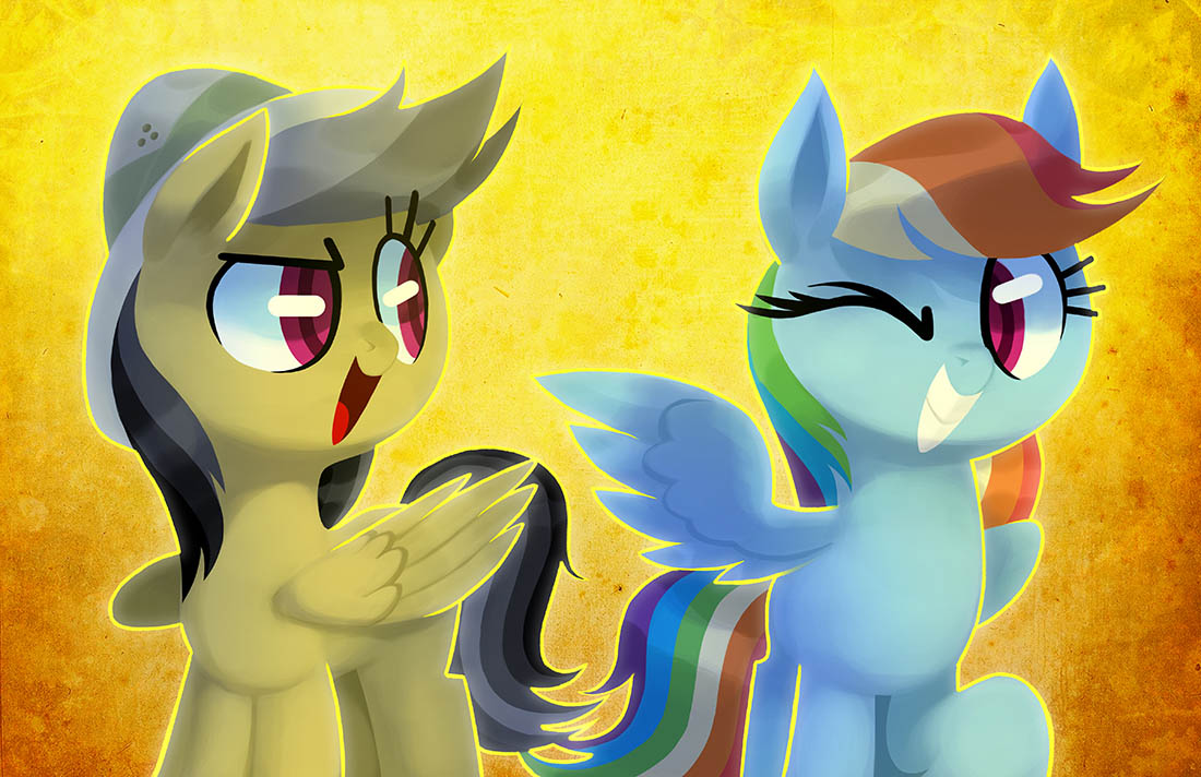 A group photo featuring Daring Do and Rainbow Dash!